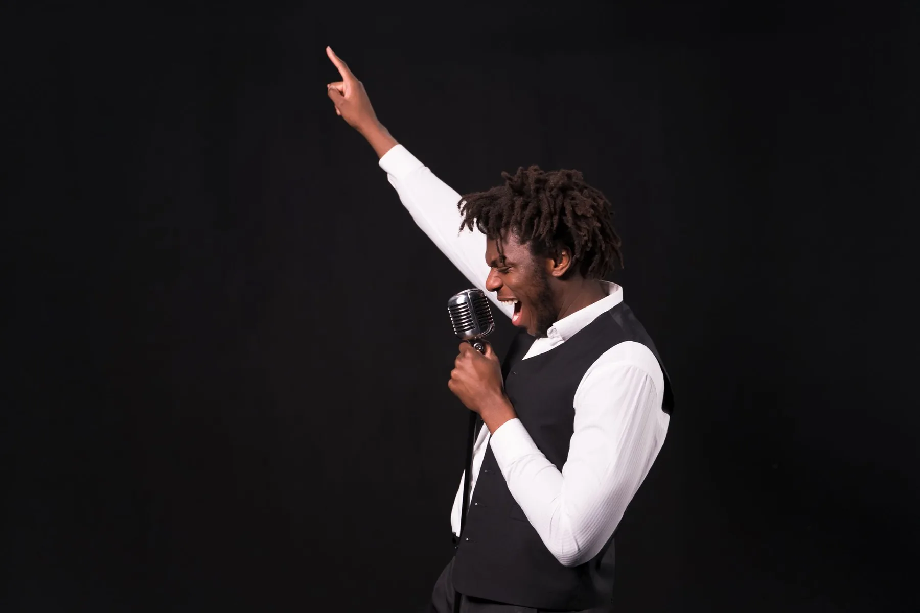 gospel singer with vintage microphone gospel singer with vintage microphone