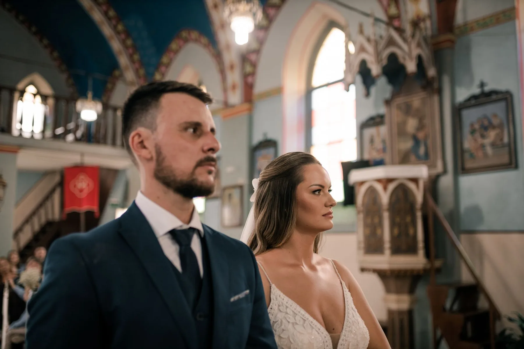Couple listening to a religious song Couple listening to a religious song