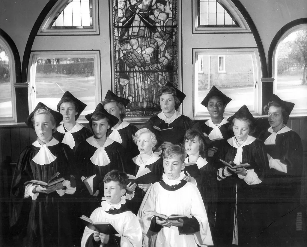 religious choir with hymn books religious choir with hymn books