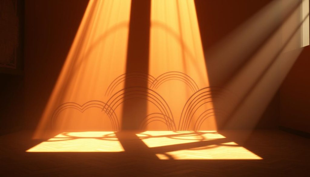 Pentatonic African scales unfold in a rhythmic dance, their undulating lines tracing ancient melodies. In the foreground, abstract pentagonal shapes intertwine, their vibrant hues evoking the rich tapestry of traditional instrumentation. The middle ground features a soulful interplay of undulating curves and arches, suggesting the hypnotic pulse of drums and shakers. The background is awash in a warm, ethereal glow, evoking the sacred spaces where these timeless chants resonate. Natural lighting casts soft shadows, lending an atmospheric, contemplative mood. The overall composition conveys the mystical essence of African religious music, its intricate structures mirroring the spiritual transcendence embodied in these timeless traditions. Pentatonic African scales unfold in a rhythmic dance, their undulating lines tracing ancient melodies. In the foreground, abstract pentagonal shapes intertwine, their vibrant hues evoking the rich tapestry of traditional instrumentation. The middle ground features a soulful interplay of undulating curves and arches, suggesting the hypnotic pulse of drums and shakers. The background is awash in a warm, ethereal glow, evoking the sacred spaces where these timeless chants resonate. Natural lighting casts soft shadows, lending an atmospheric, contemplative mood. The overall composition conveys the mystical essence of African religious music, its intricate structures mirroring the spiritual transcendence embodied in these timeless traditions.