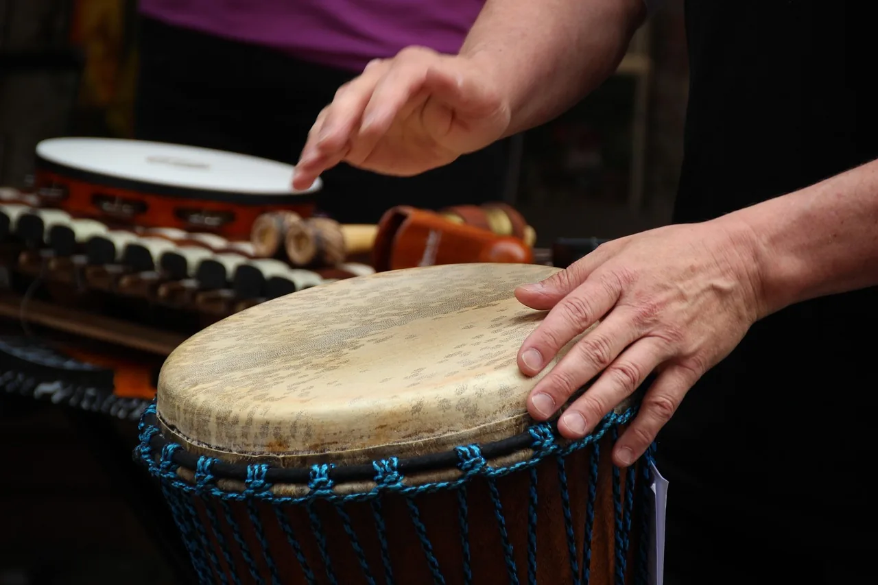 African djembe played by hand