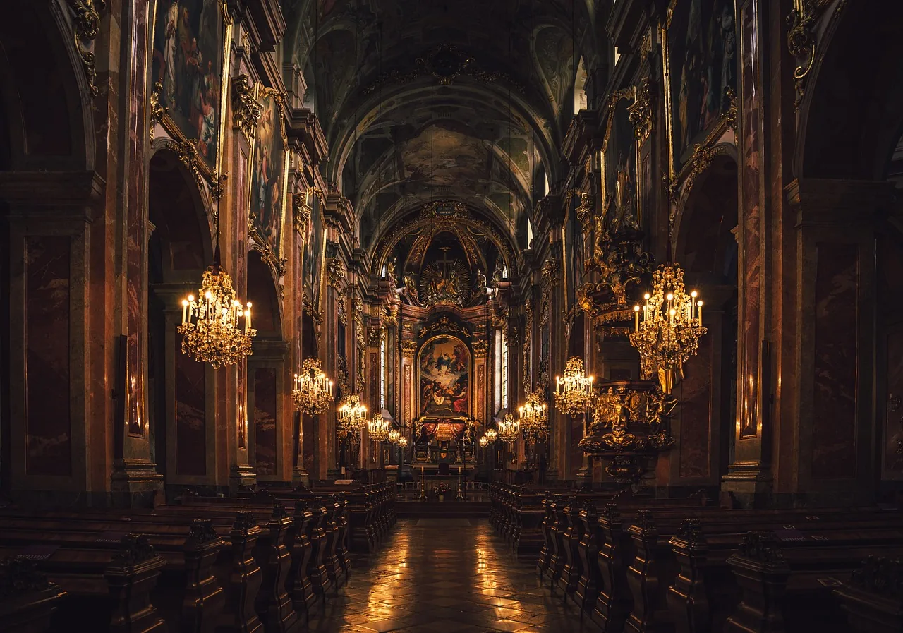 church interior for religious hymns