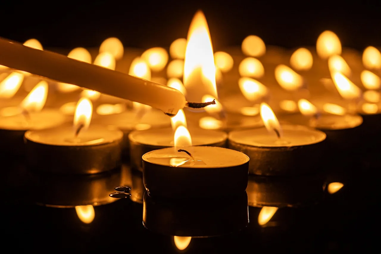 Prayer candles in warm light
