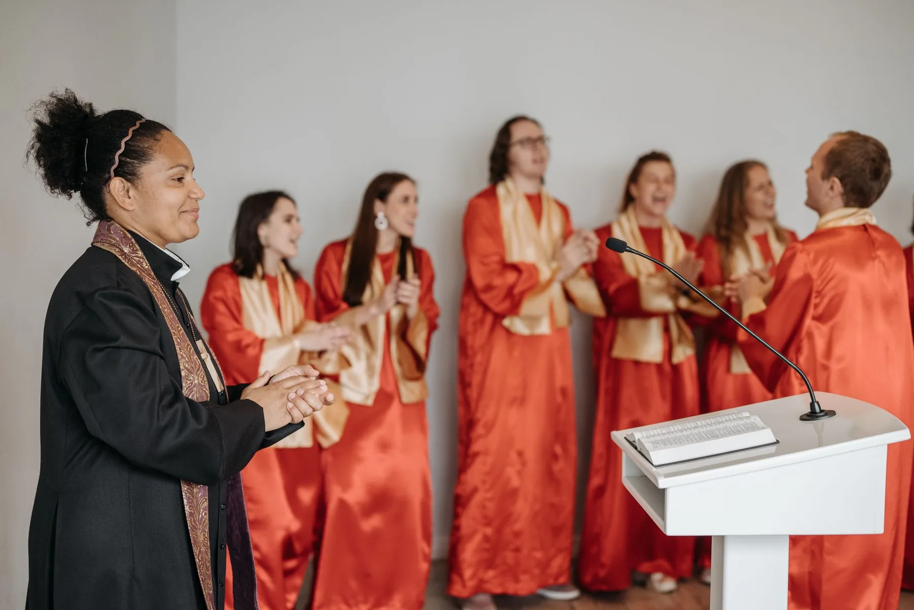Religious choir singing near the lectern