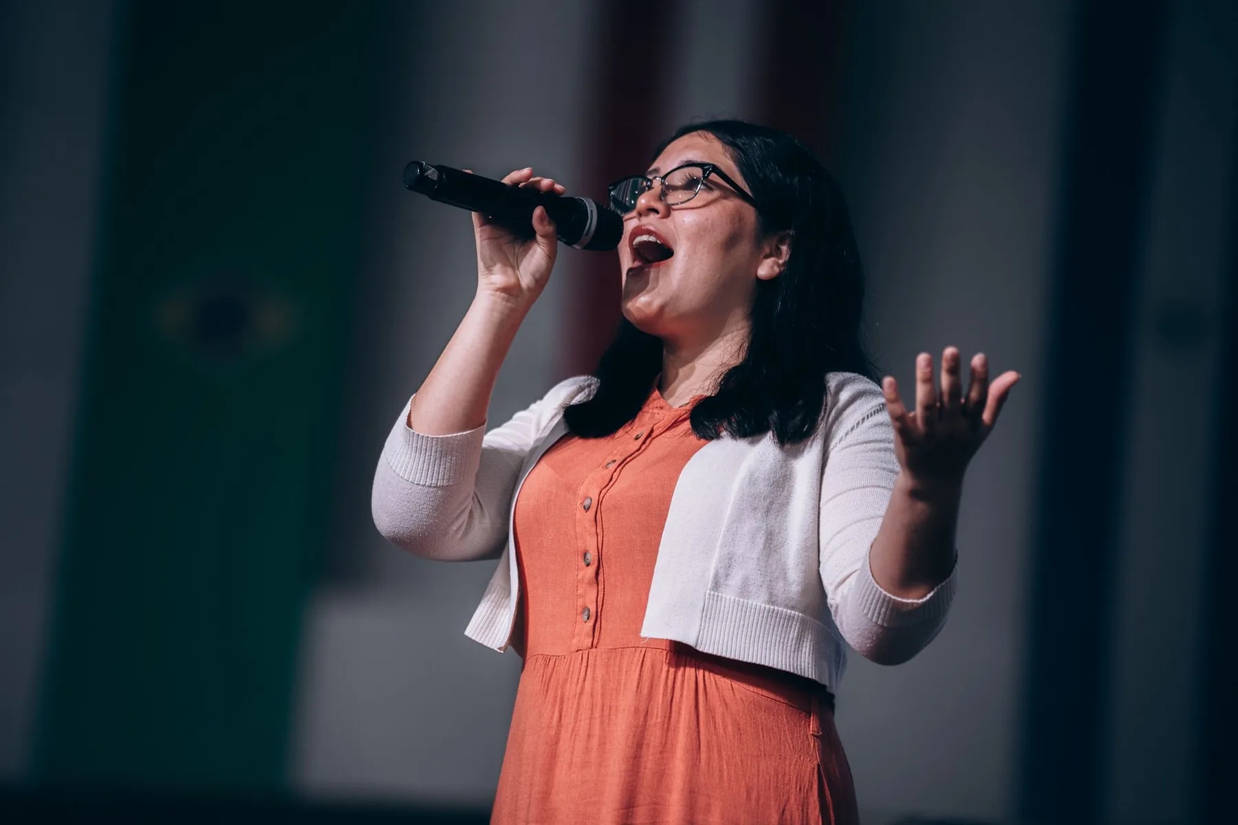 gospel singer with microphone gospel singer with microphone