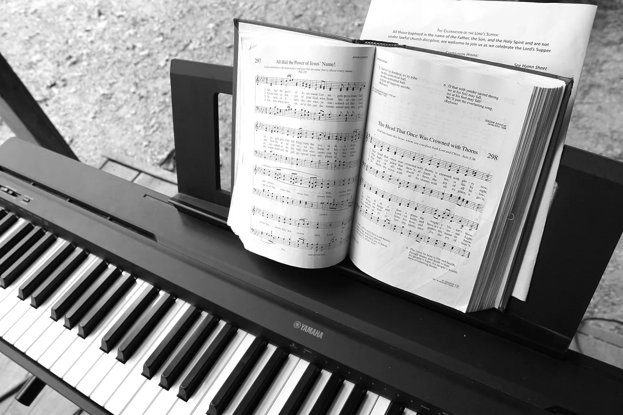 hymnal on a piano hymnal on a piano