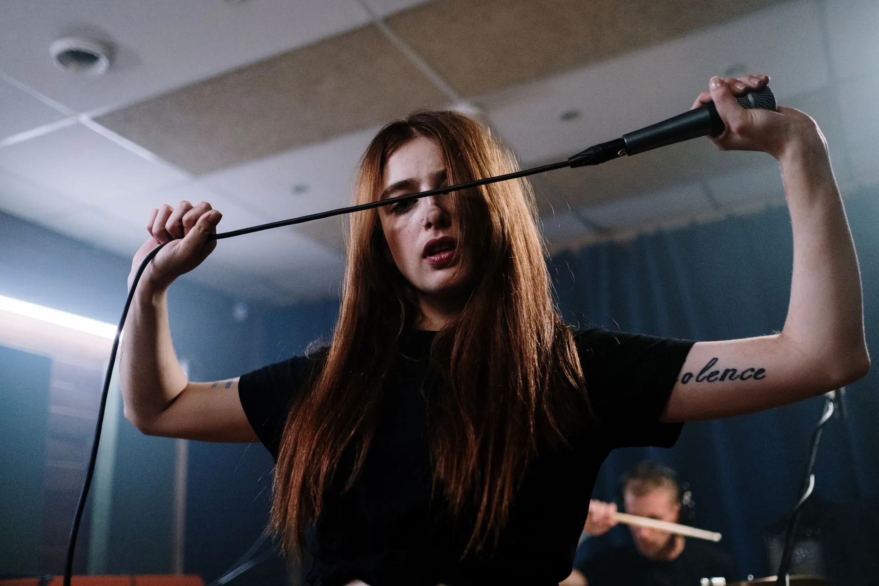 worship singer with microphone worship singer with microphone