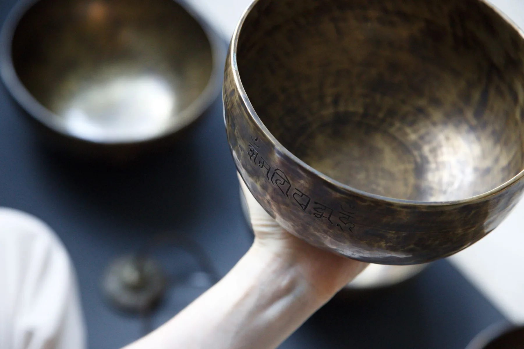 engraved metal Tibetan singing bowl engraved metal Tibetan singing bowl